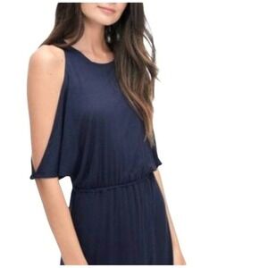 Splendid Midi Dress Womens XL Navy Sleeveless Blouson Tulip Wrap Goddess Boho